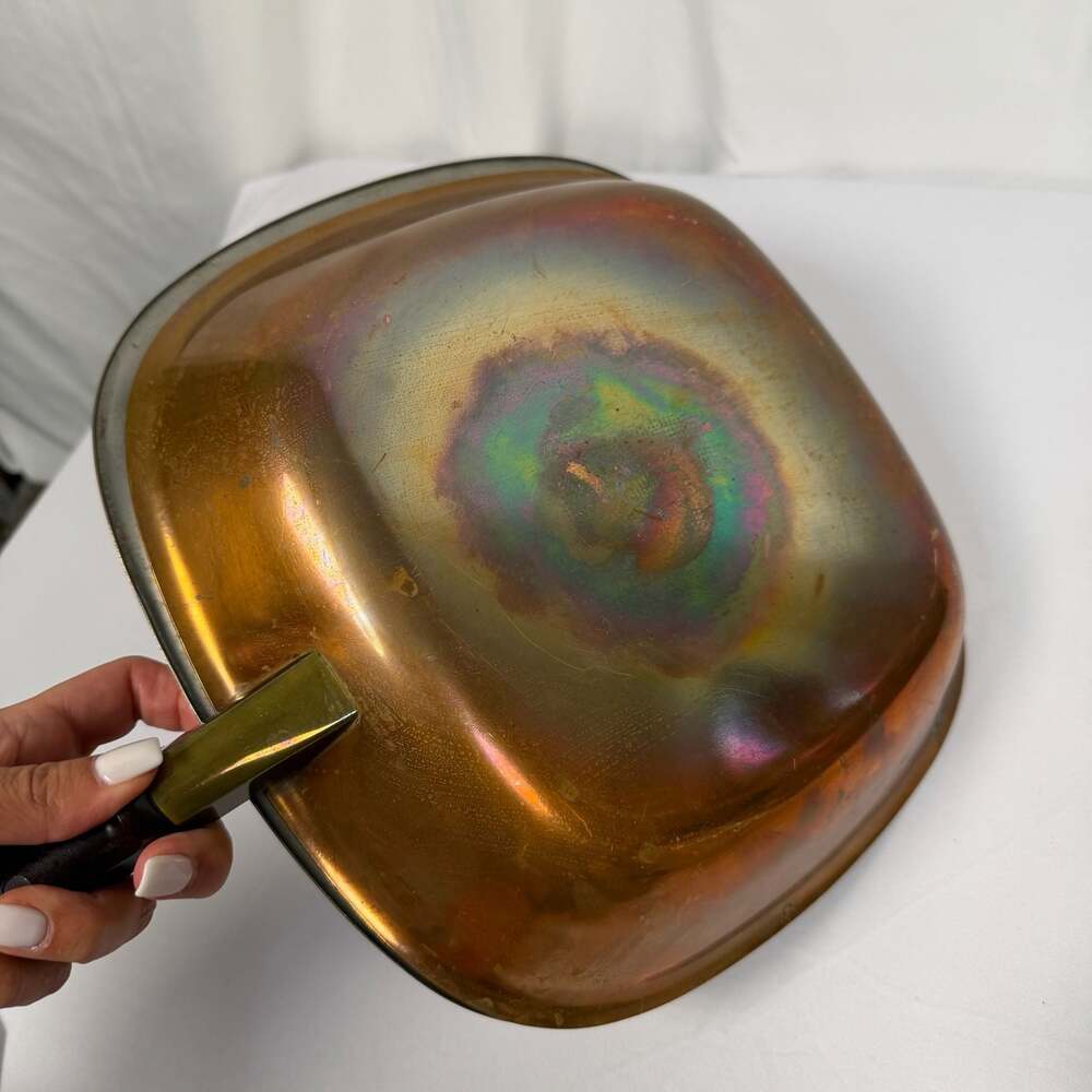 Vintage Bridgeport Copperware 10 Inch Square Skillet with Lid - Picture 7 of 9